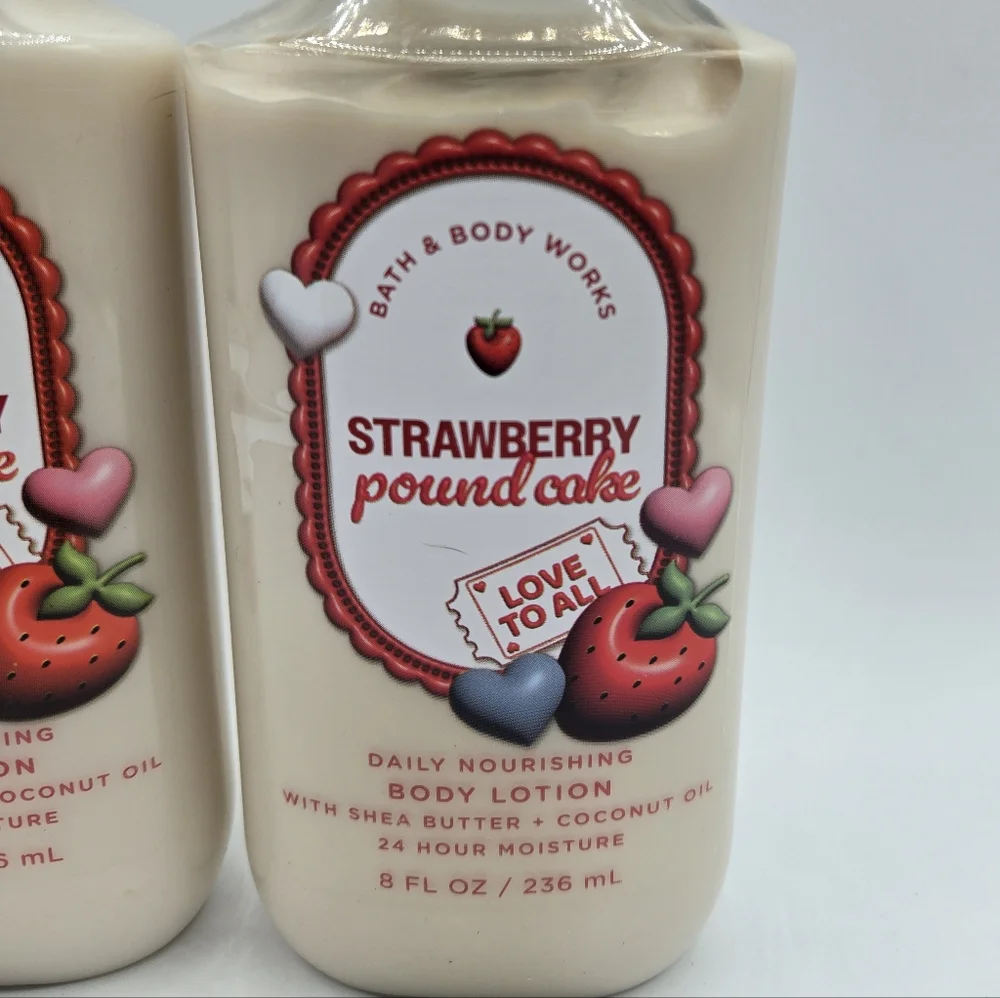 Bath and Body Works Strawberry Pound Cake Body Lotion Bundle Set